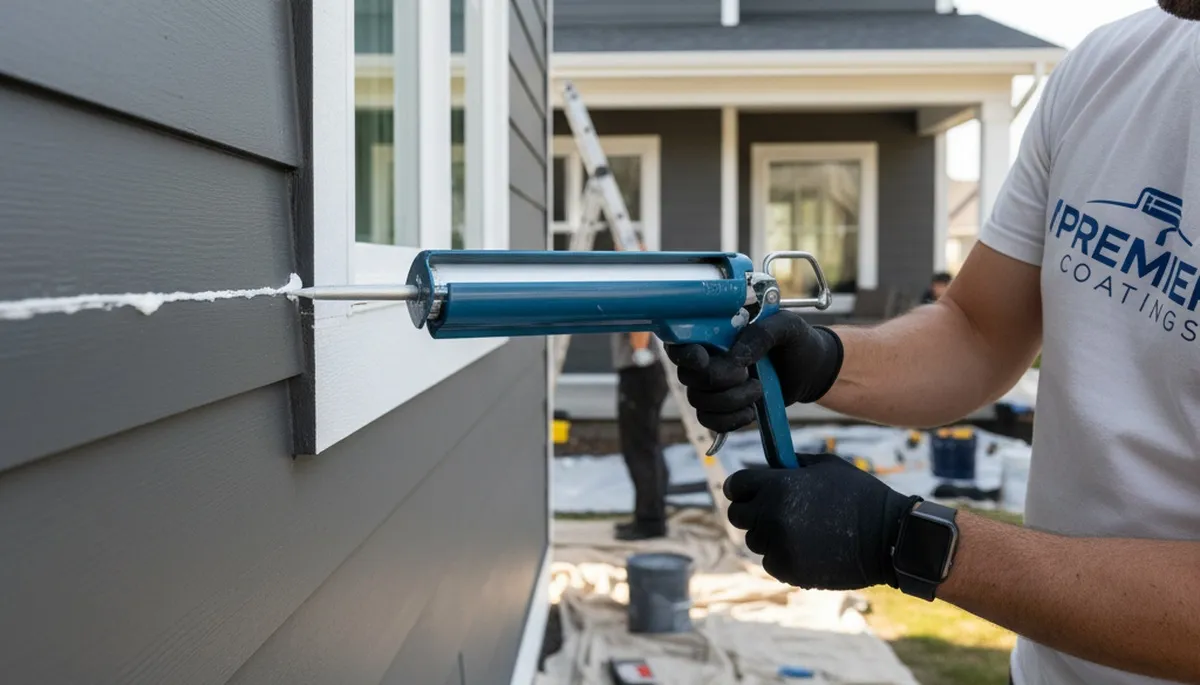 Professional caulking and sealing on Spokane WA home exterior by expert house painters
