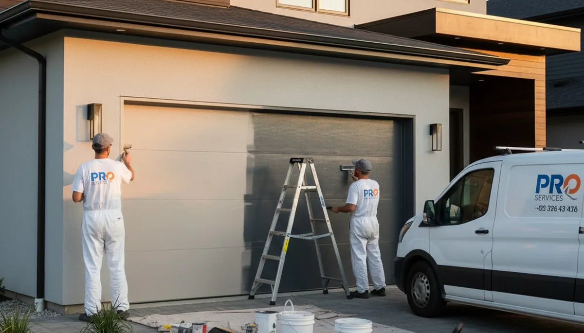 Professional garage door painting in Spokane WA enhancing curb appeal with durable weather-resistant finish