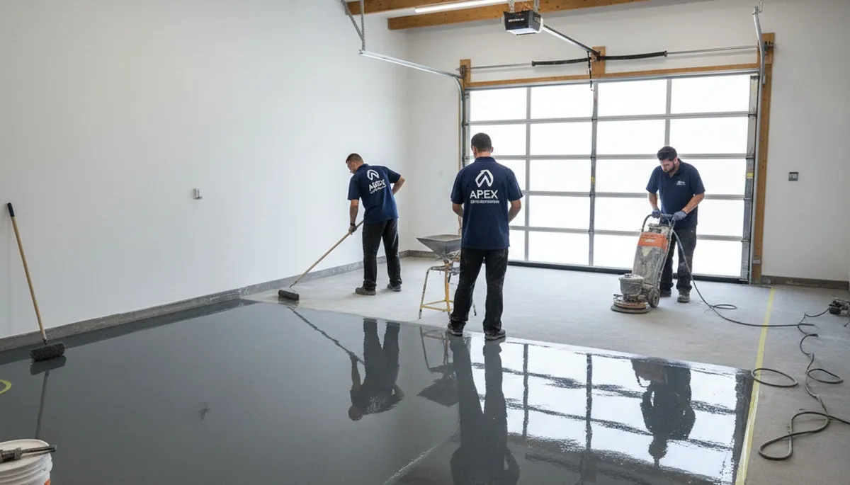 Professional garage floor epoxy coating in Spokane, WA for durable, moisture-resistant finish