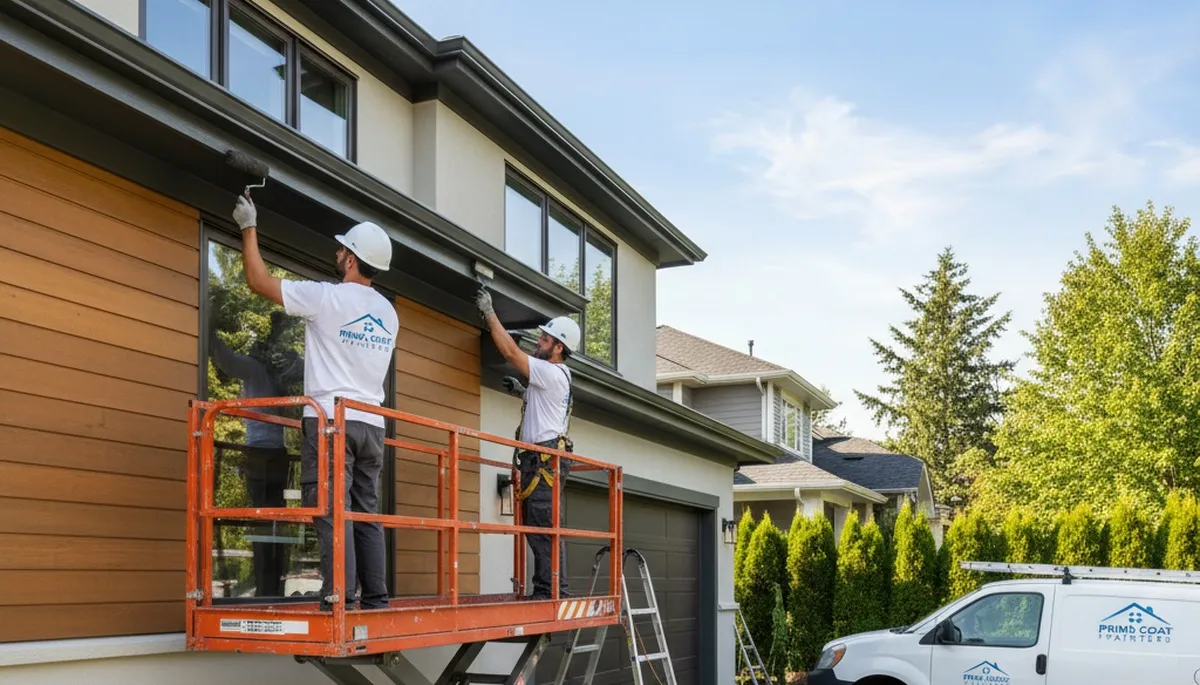 Professional gutter painting service on Spokane WA home exterior by local house painters
