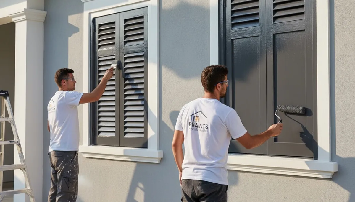Professional shutter painting on a Spokane WA home exterior by expert local house painters